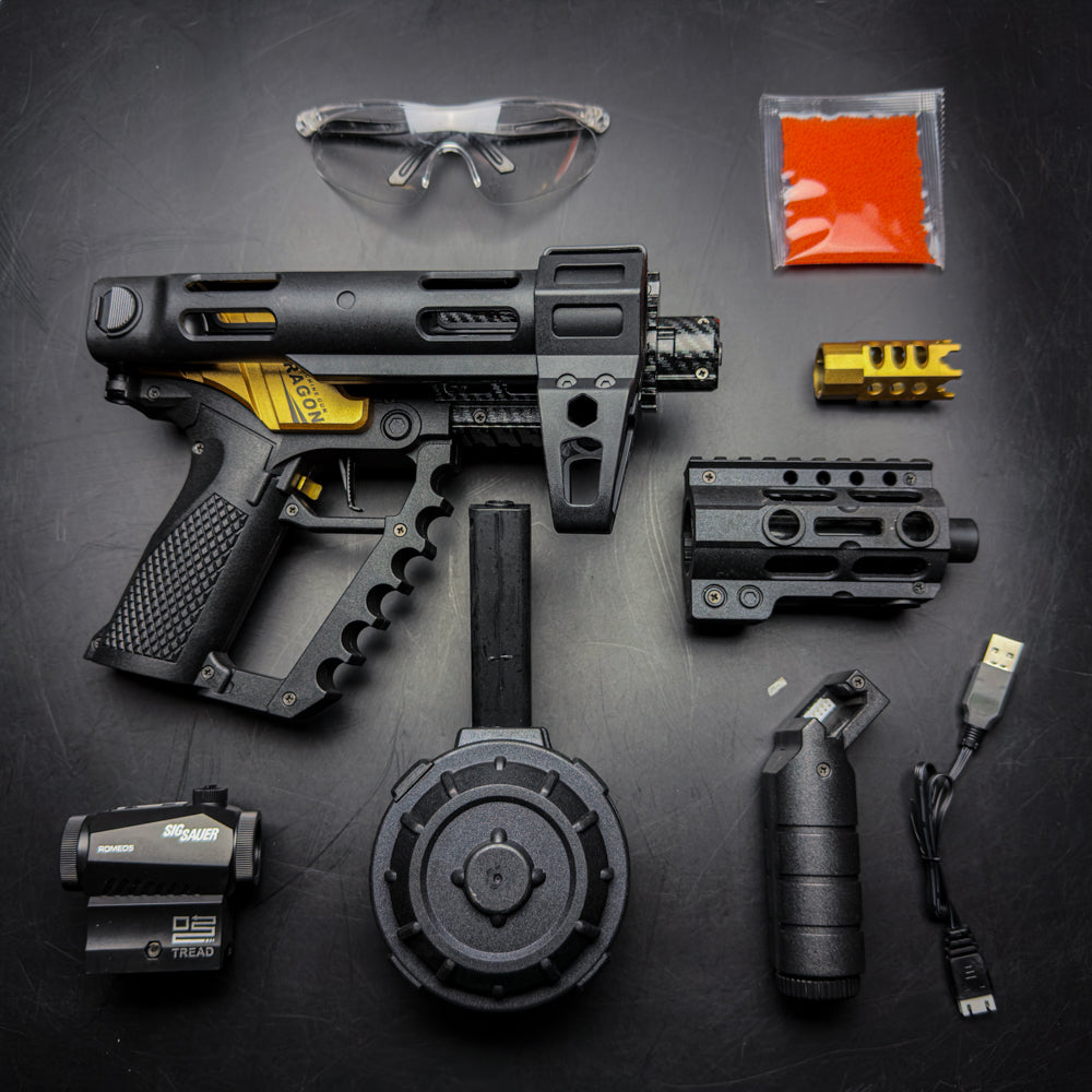 Dragon MK17 Gel Blaster gold accessories